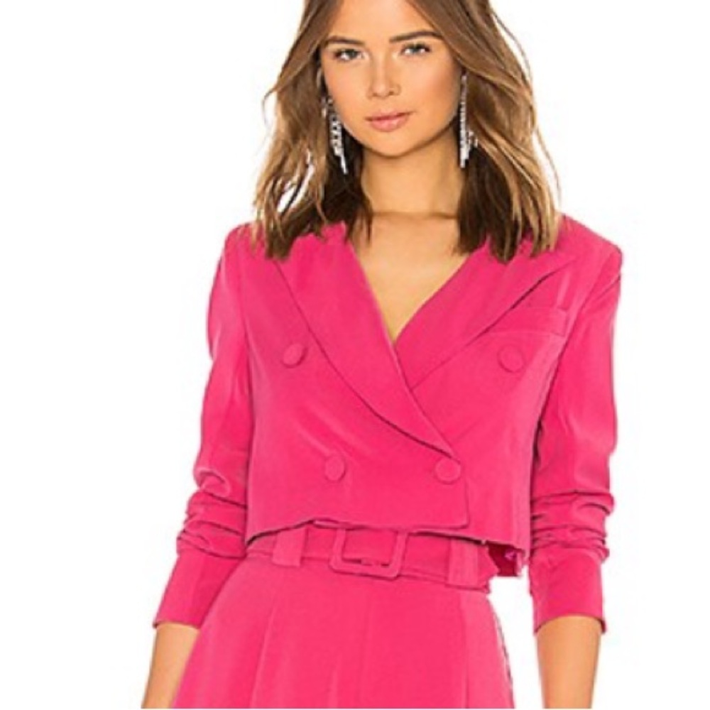 Lovers + Friends | Large Pink City Cropped Double Breasted Blazer Boxy Coat